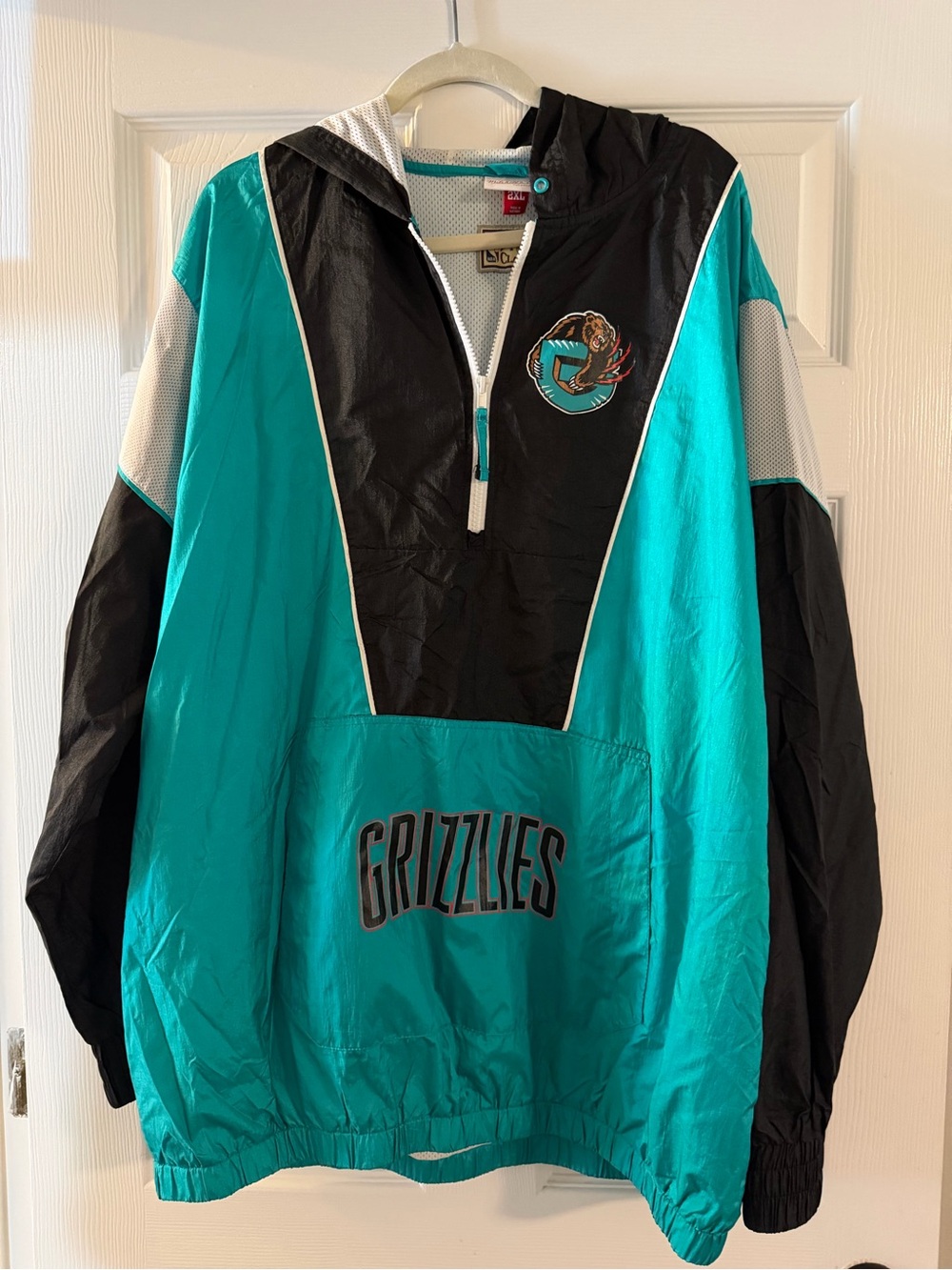 Mitchell & Ness Teal and Black Grizzlies Hooded Pullover Windbreaker